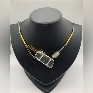 Anne-Marie Chagnon sterling silver and gold plated two tone crystal necklace